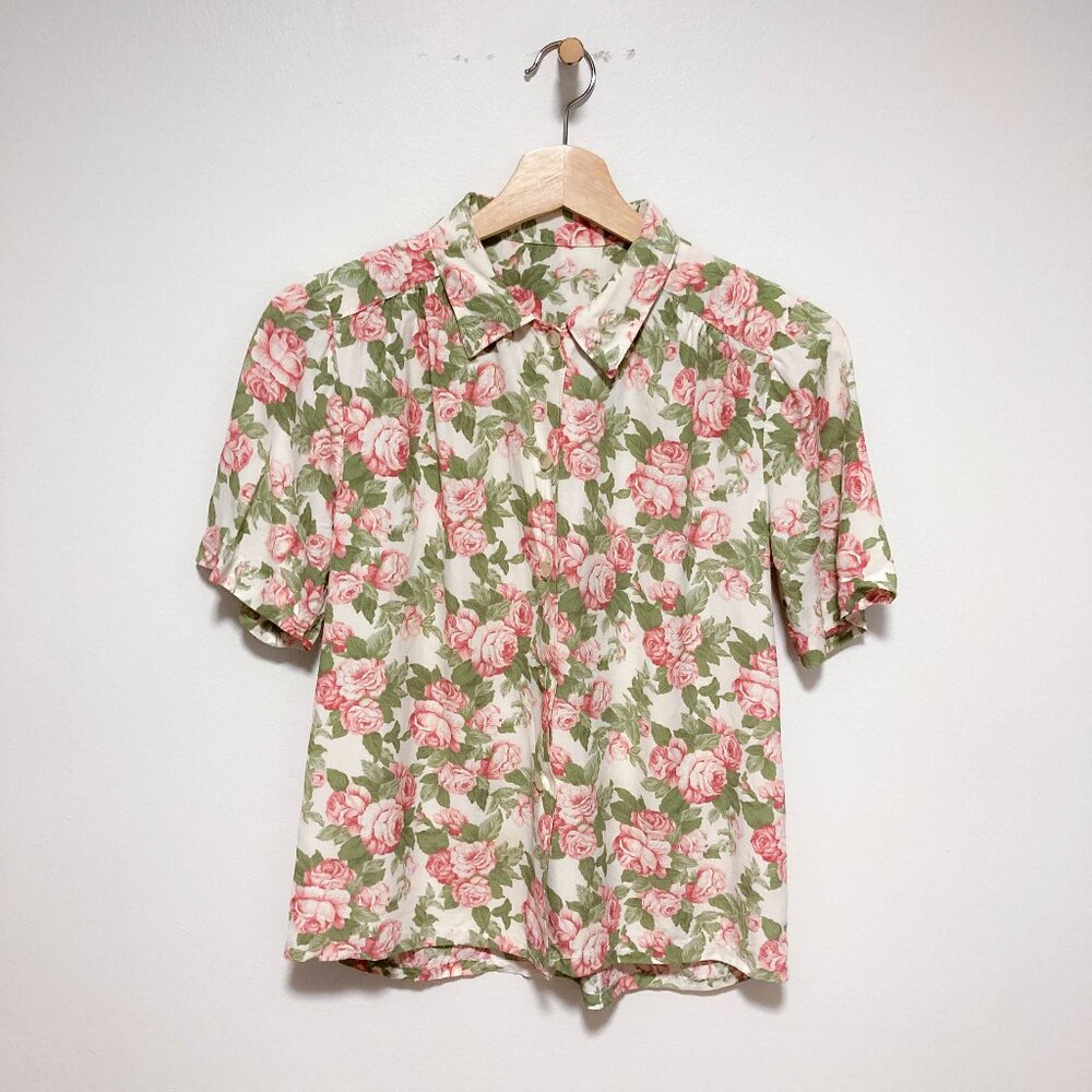 Vintage handmade pink floral top